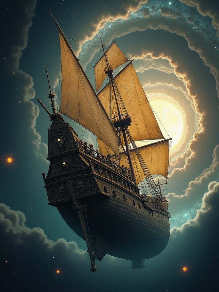 Sailing Ship of the Cosmos: A Majestic Skeleton Crew in Eter...