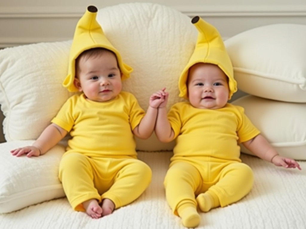 Babies Dressed as Bananas in Anne Geddes Style