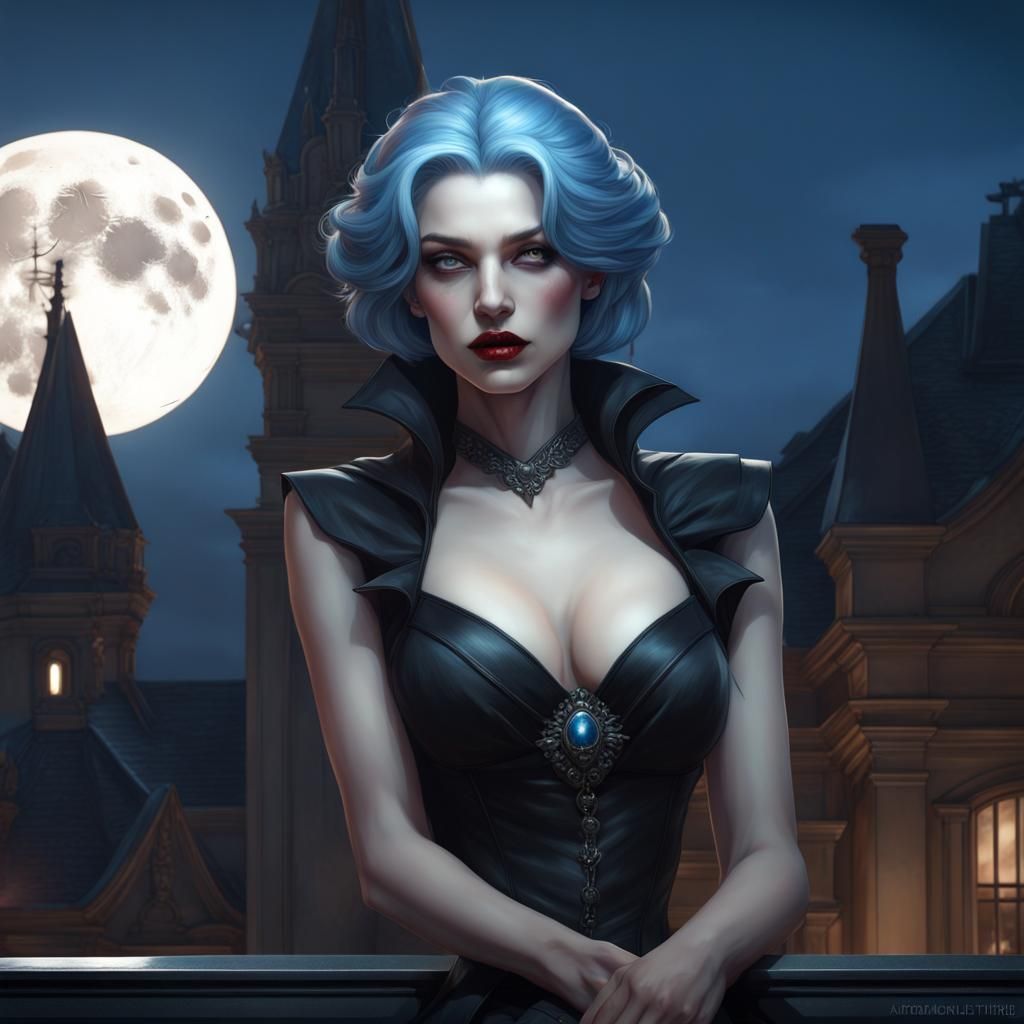 Vampire Woman Portrait in Art Nouveau Style