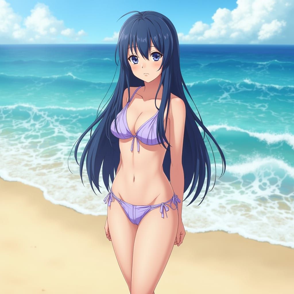 Boruto's Hinata Hyuga in a Vibrant Beach Scene