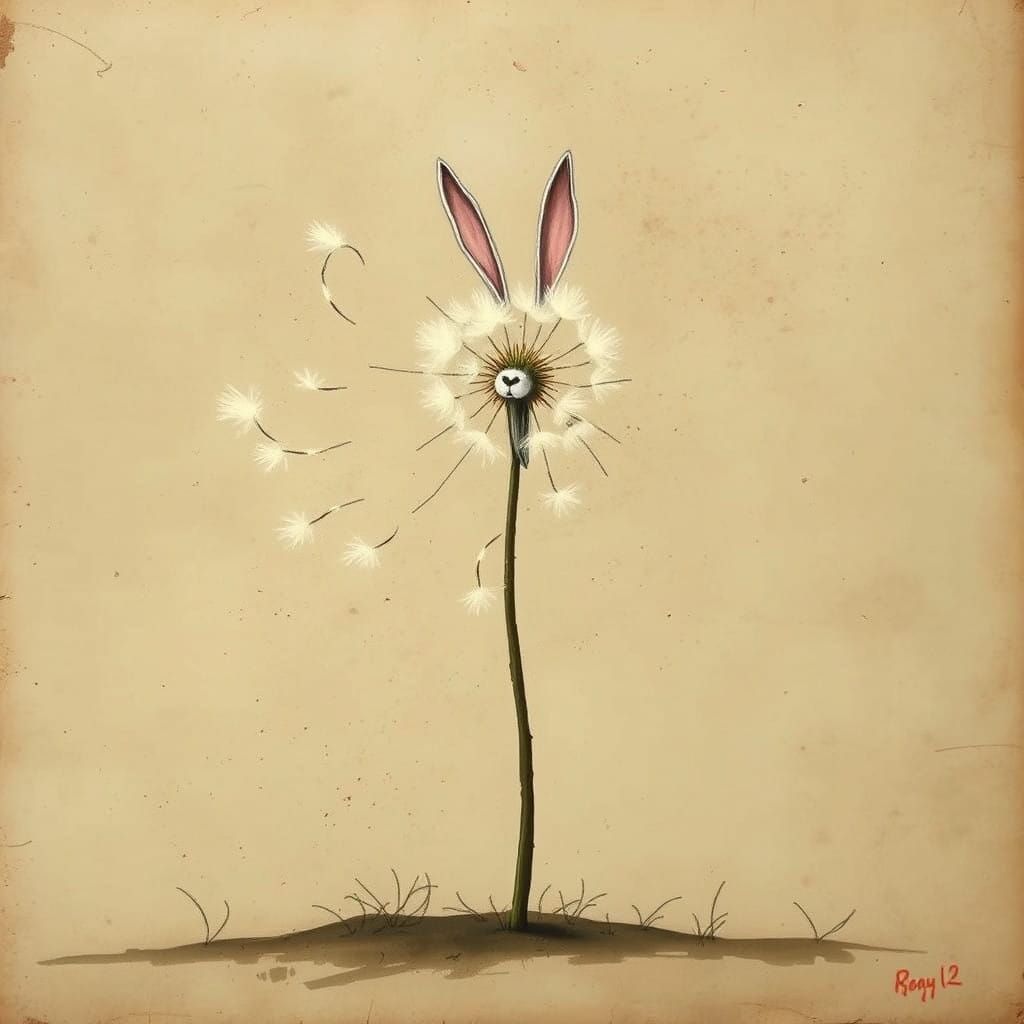 Whimsical Dandelion Goddess in Ethereal Flight