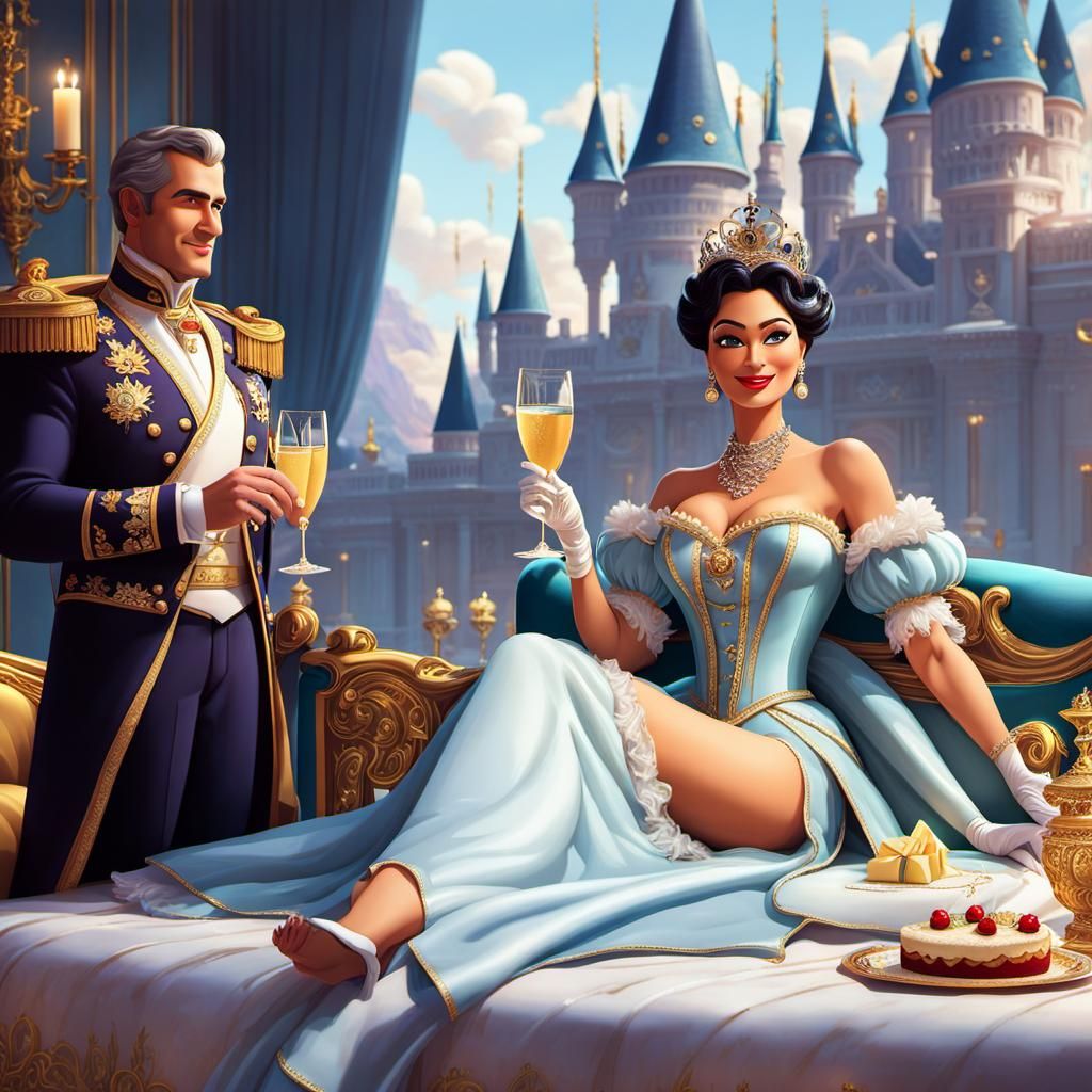 Pampered Queen Served in Royal Bedroom: Pixar Style