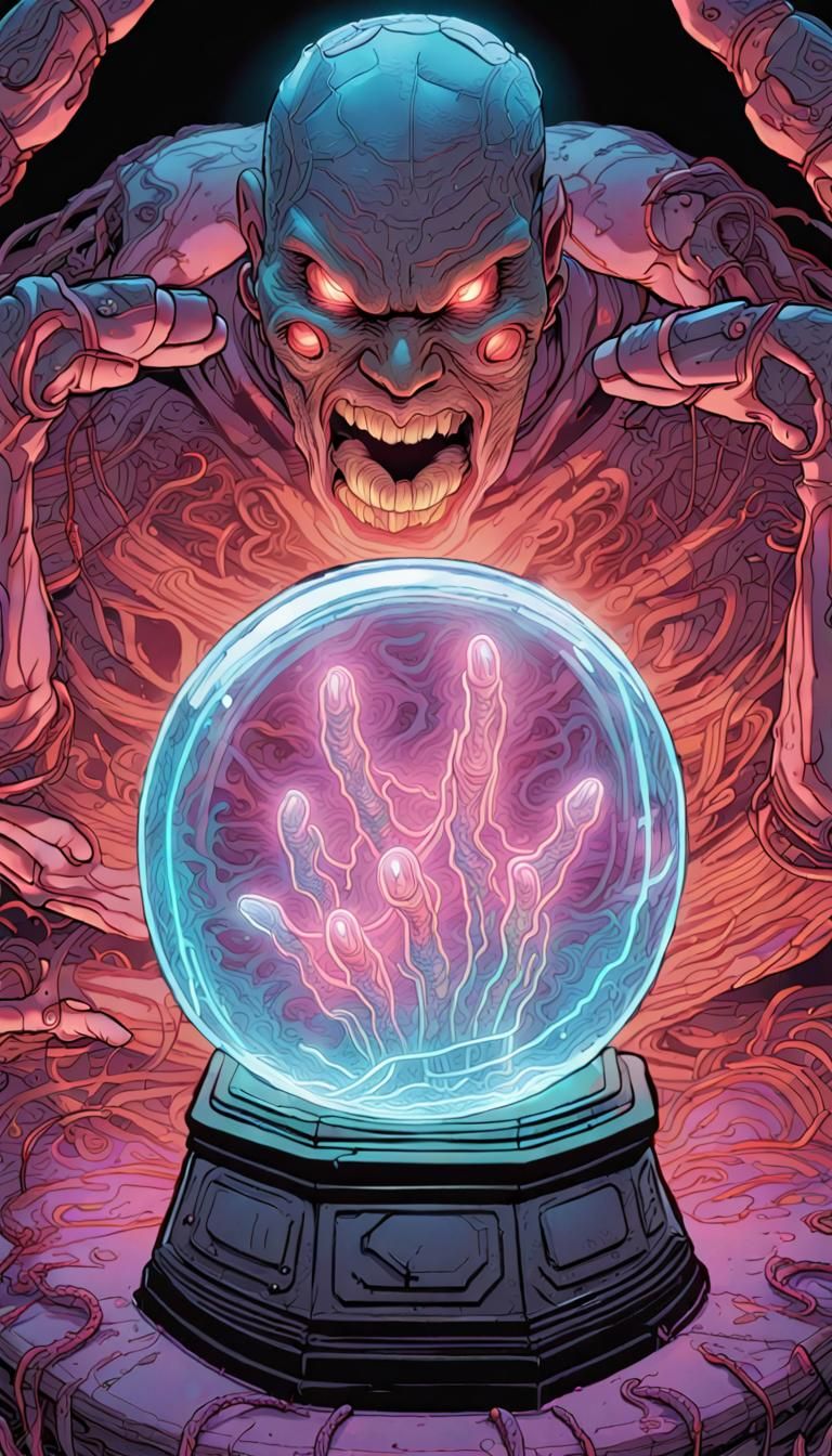 Pulsating Crystal Orb with Neon Lights