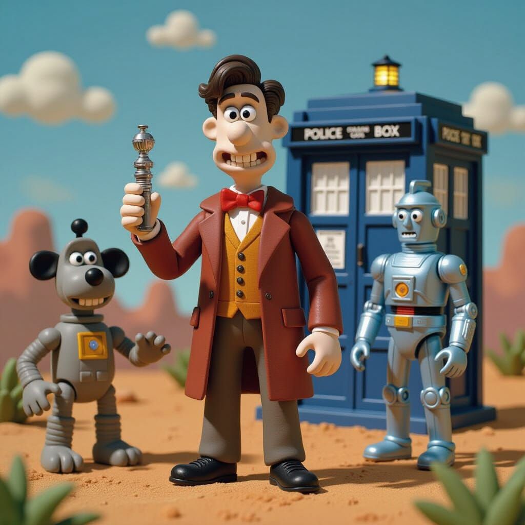 Claymation Doctor Who Character on Alien Planet in Aardman S...