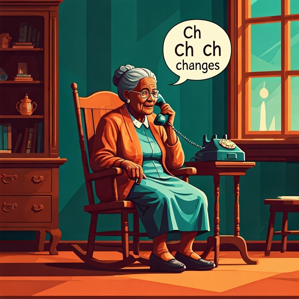 Boomer Granny on Rotary Phone, Pop Art Style