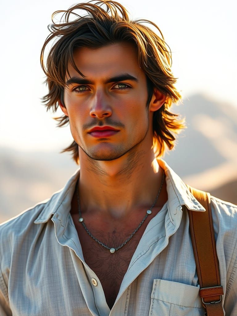 Elegant Man Embodying Golden Ratio in Summer Attire