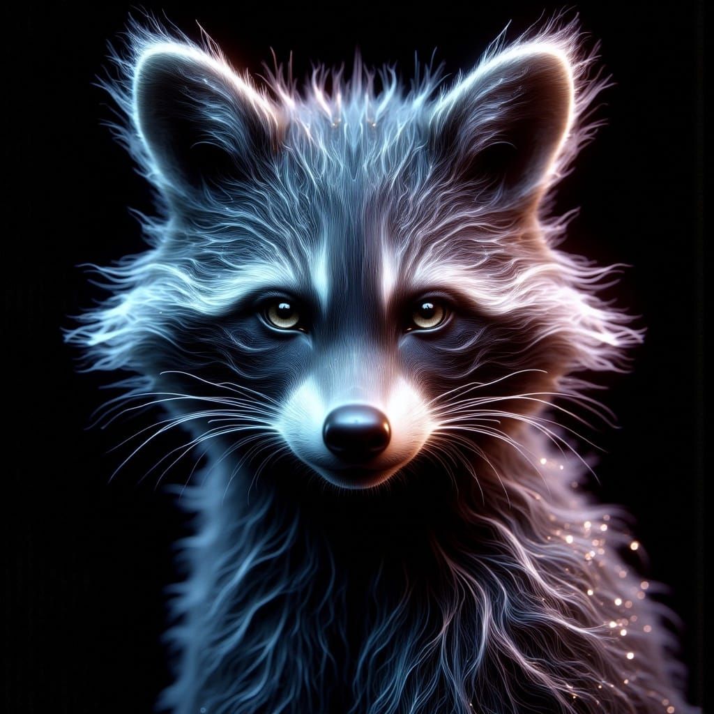 Prism Raccoon with Glowing Veins