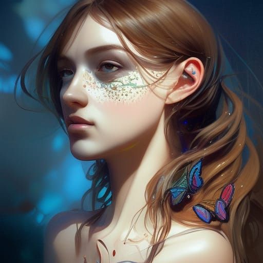 Butterfly Dress Portrait in Hyperdetailed Digital Art