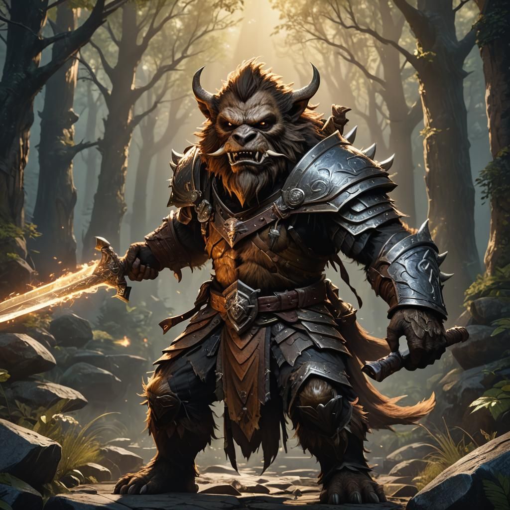 Bugbear Wielding Sword of Light, Fantasy Portrait