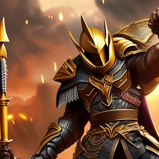 Fantasy Warrior with Spear and Shield