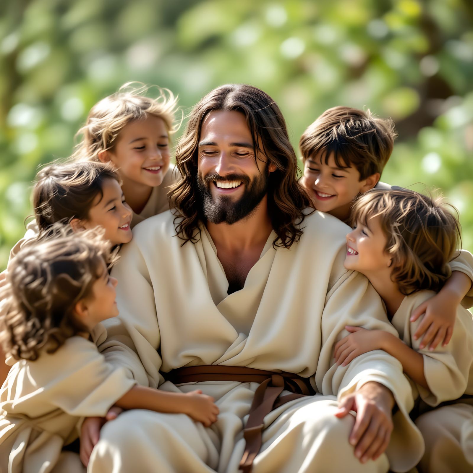 Jesus Christ Surrounded by Children: Cinematic Still