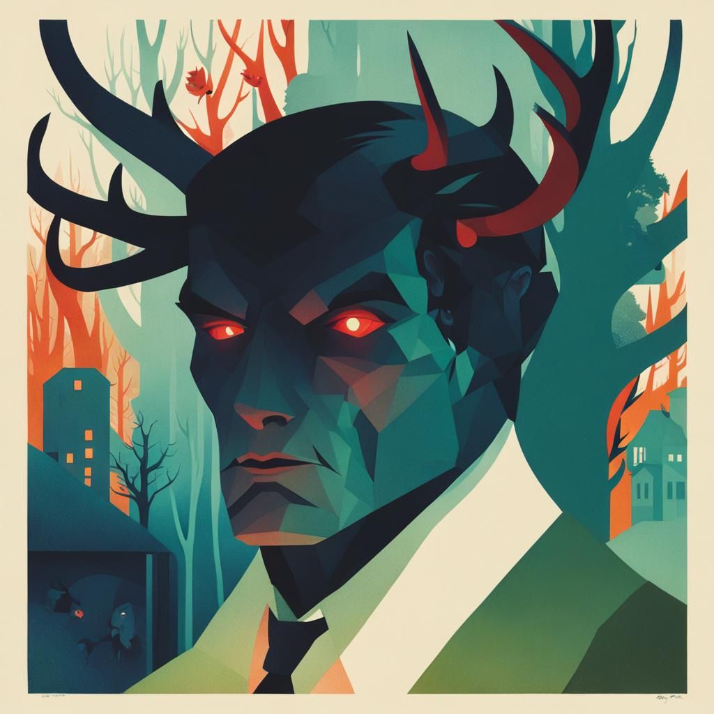 Wendigo in Liminal Grove with Dark Academia Style