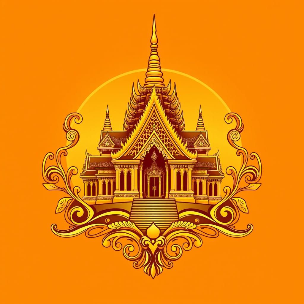 Thai-Inspired Logo with Art Nouveau Flair