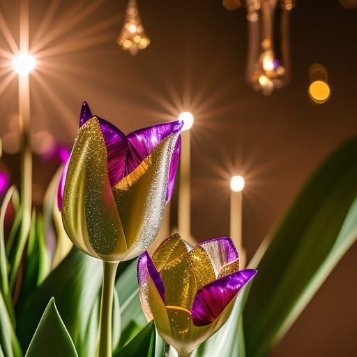 Luminescent Crystal Tulip Micro Photography