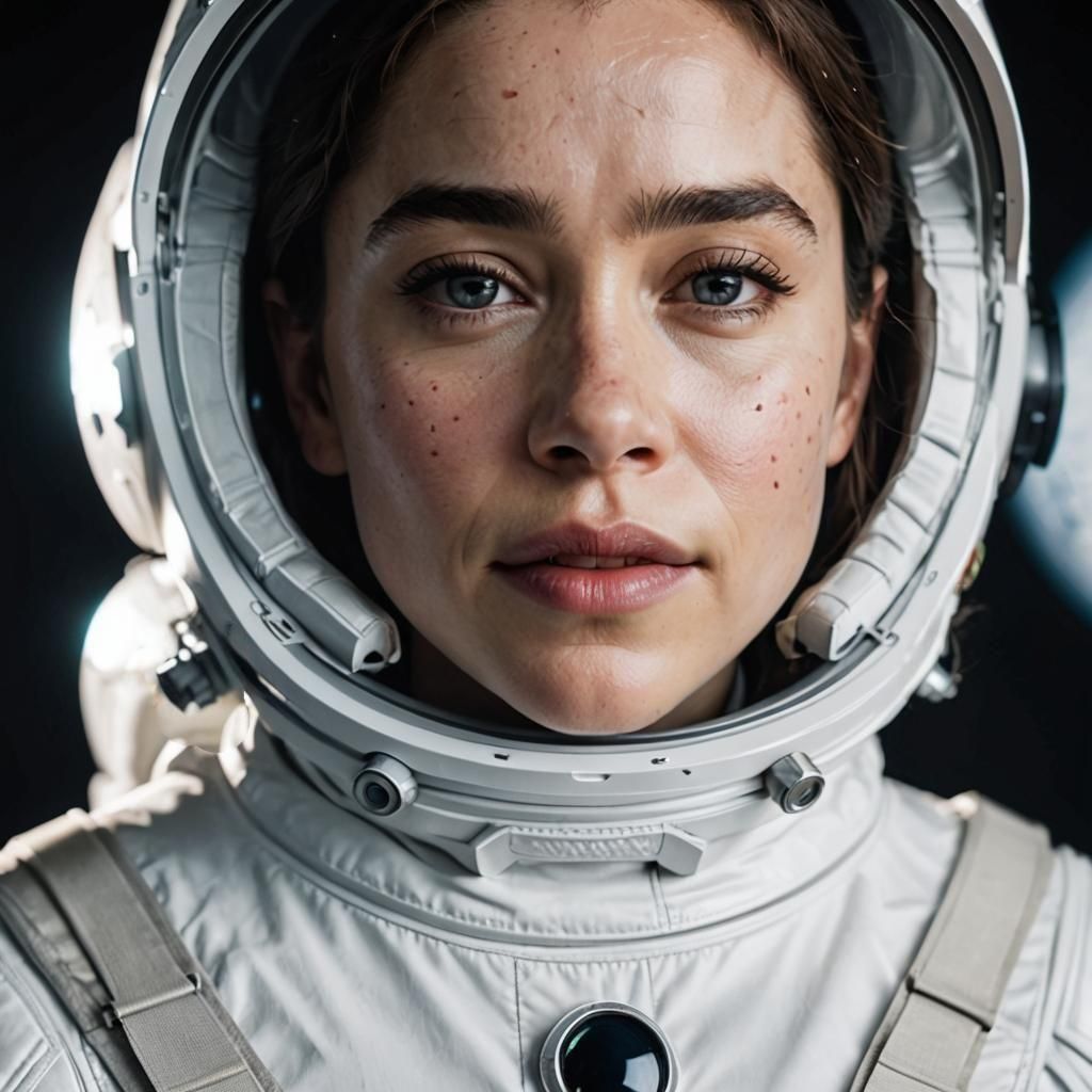 Emilia Clarke on the Moon in Spacesuit, Hyperrealistic 8k