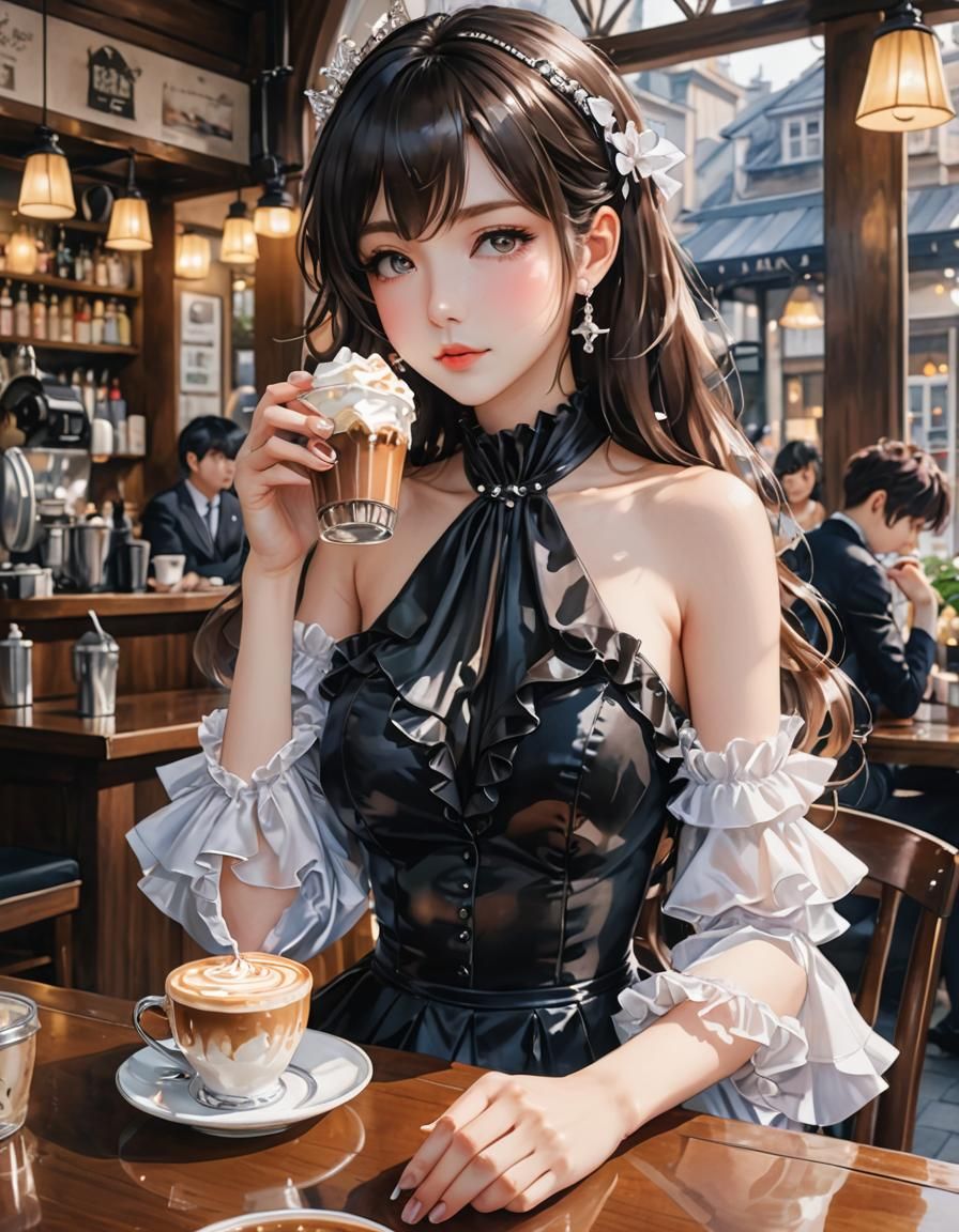 Cafe Mocha Watercolor: Anime Style Art