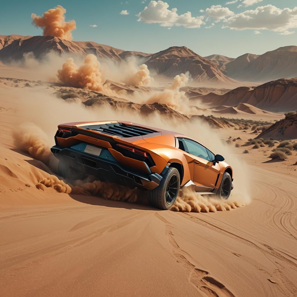 Lamborghini Sterrato Races Through Desert Landscape