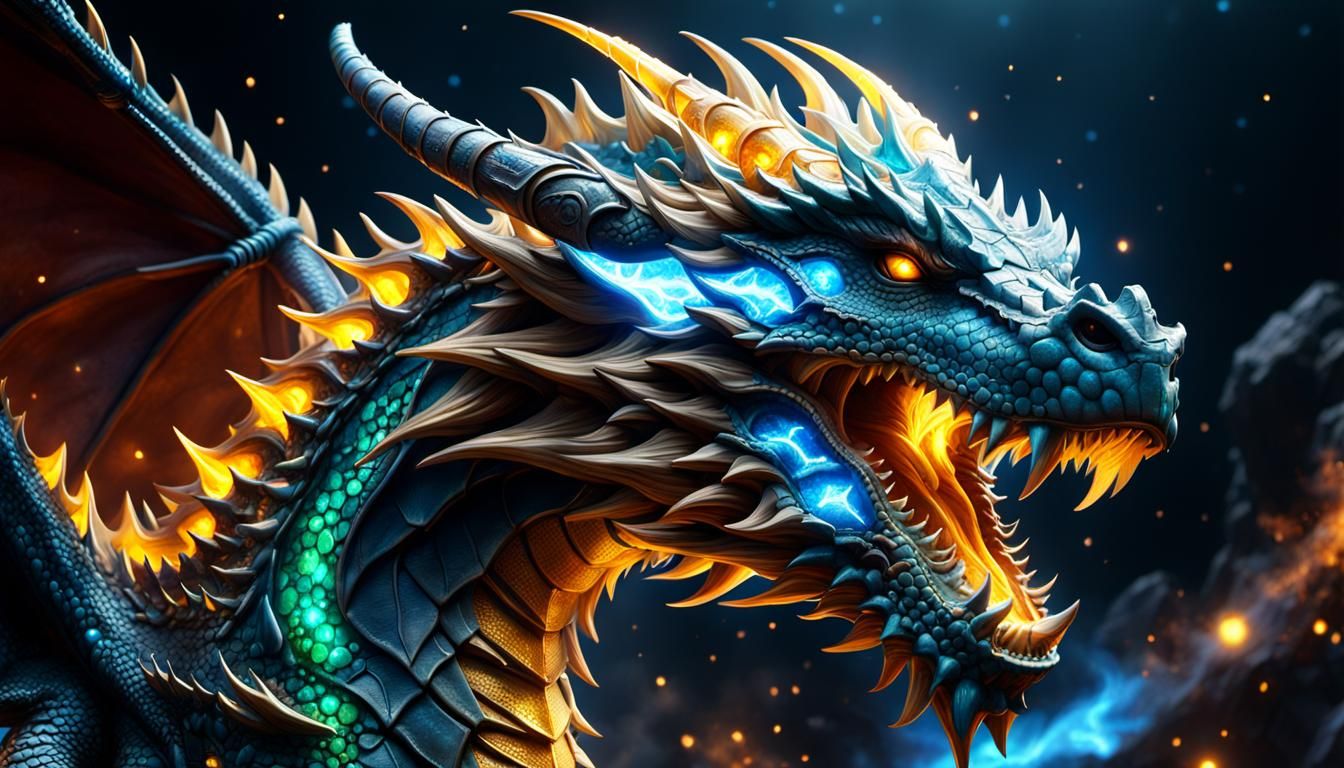 Magnetar Energized Norse Dragon in Nuclearpunk Concept Art