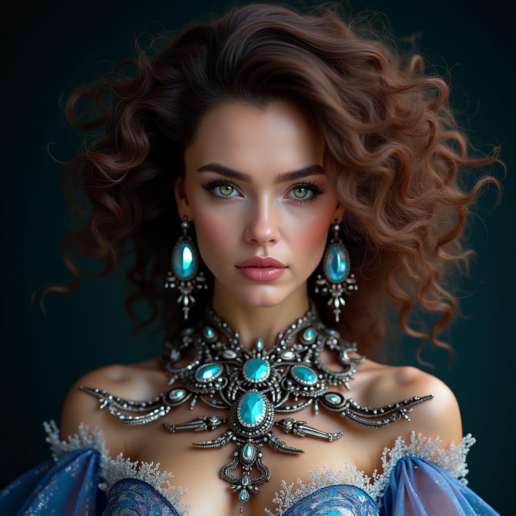Hyperrealistic Woman in Cyberpunk Jewelry