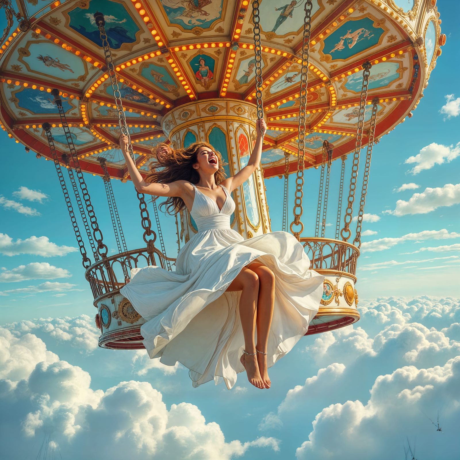 Woman on Cloud Carousel: A Vertigo Art Piece
