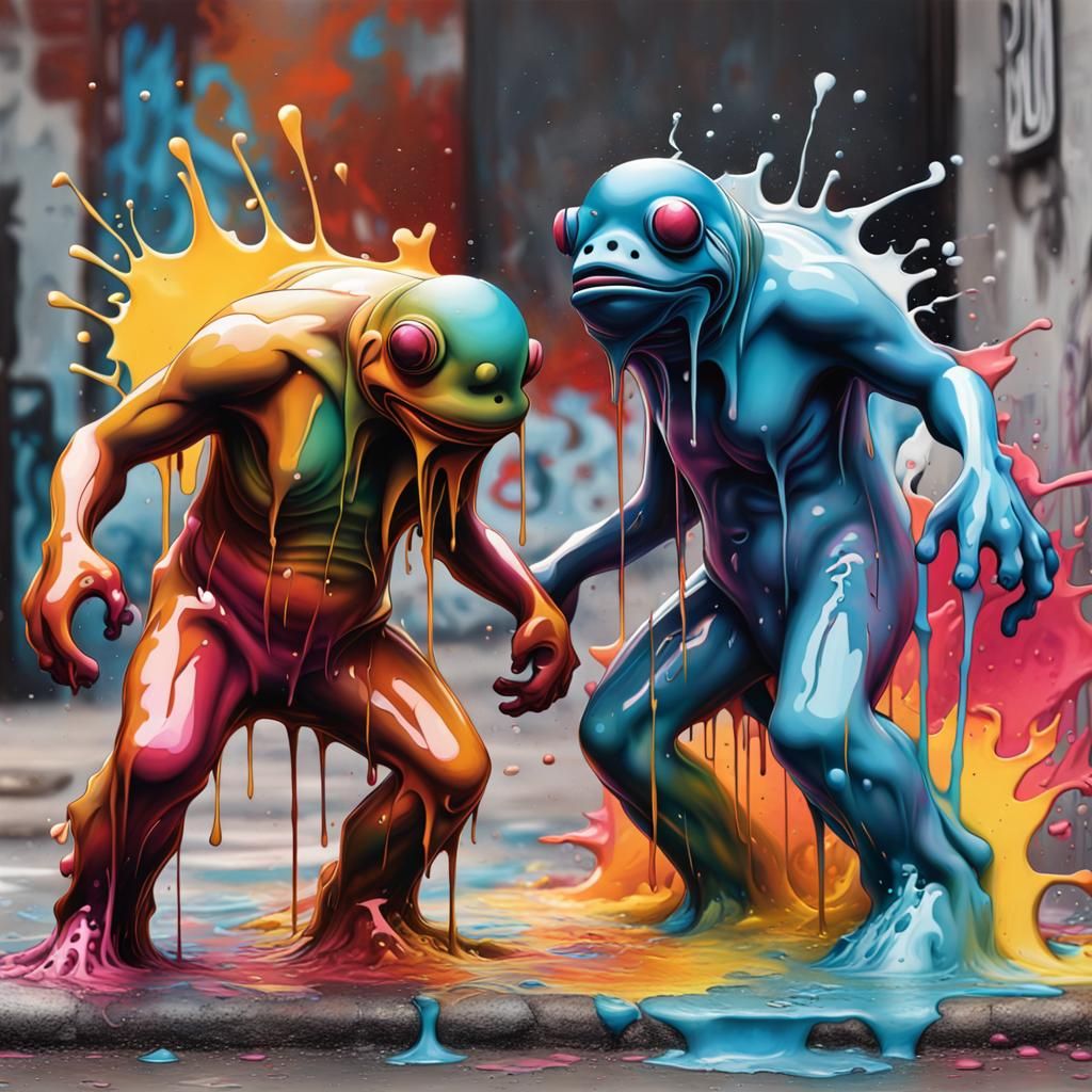 Colorful Polychromatic Graffiti Street Art