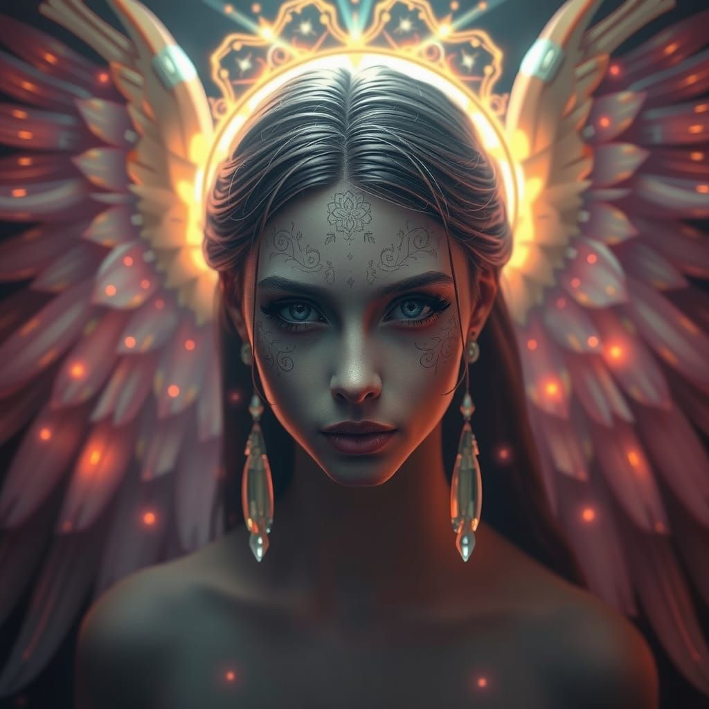 Angelic Woman Portrait in Art Nouveau Style