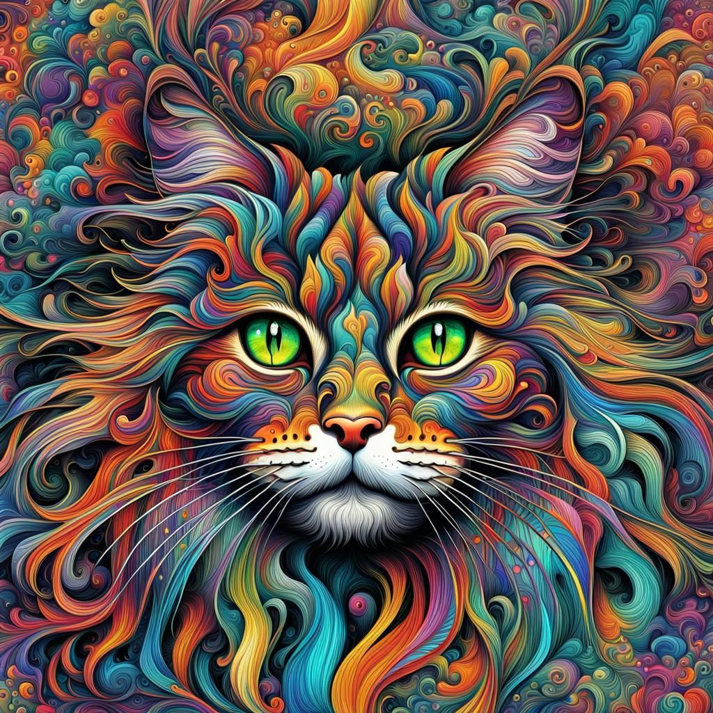 Abstract Fractal Cat: Holographic Cosmic Illustration