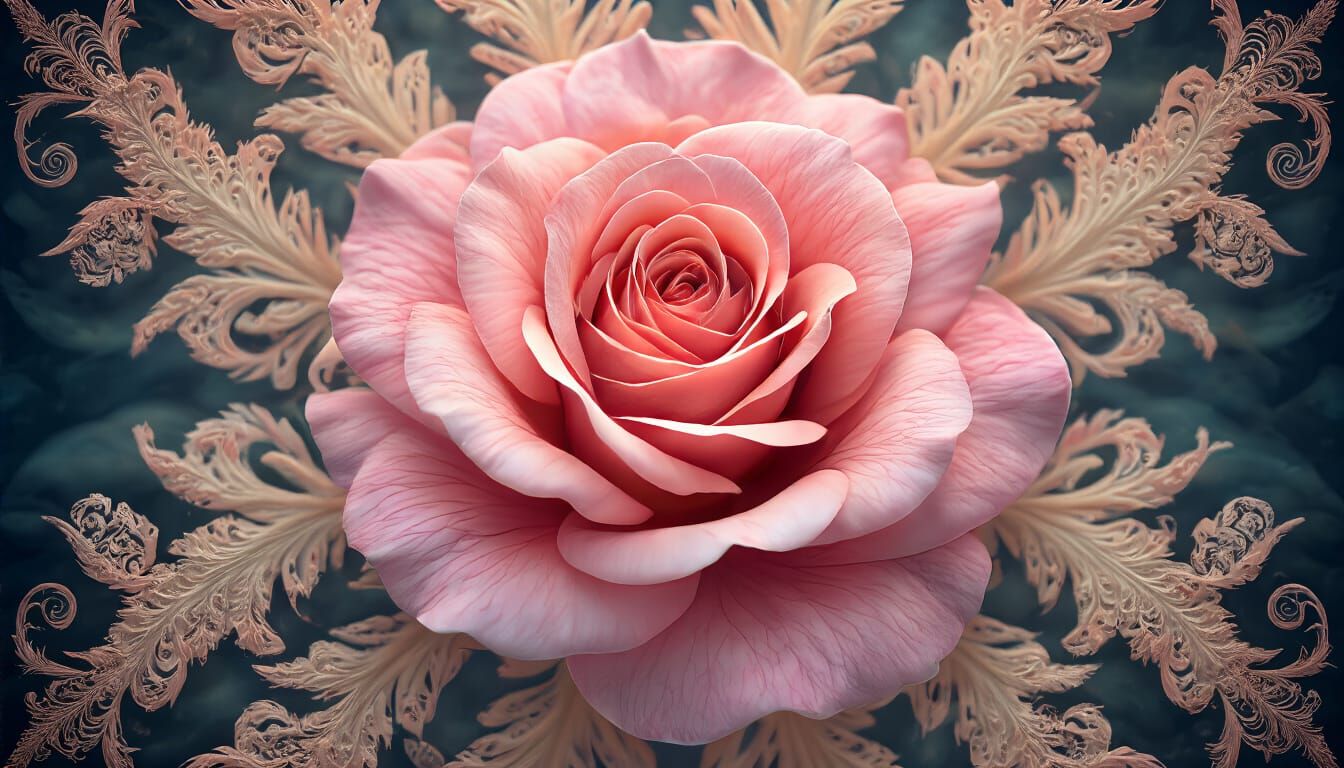 single pink rose with fractal petals