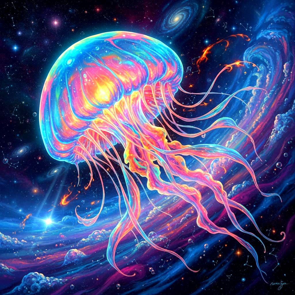 Cosmic Jellyfish in Starlight Ocean