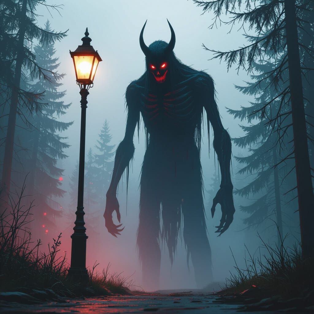 Demonic Sonic OC in Misty Forest: Matte Painting