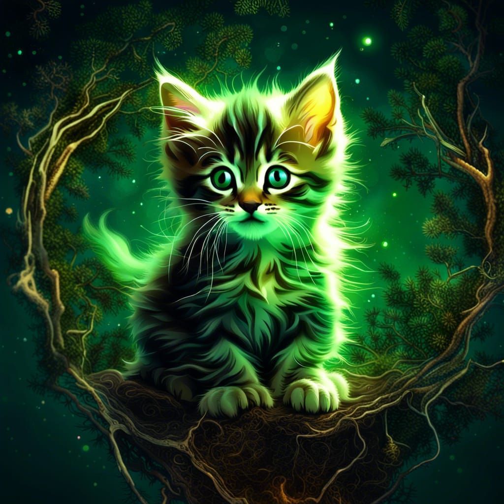 Fairy core earthy cat standing on some branches