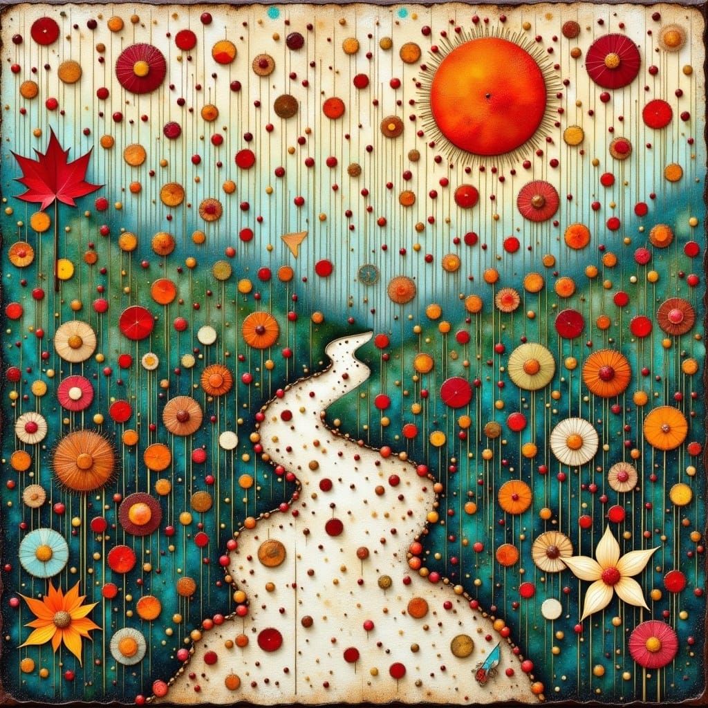 Spring Encaustic Garden Scene