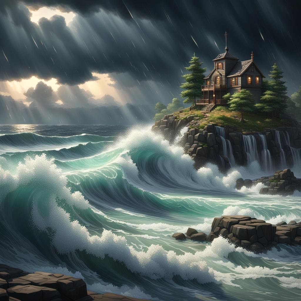 Fragrant Waves: Soothing Concept Art in Orange and Teal