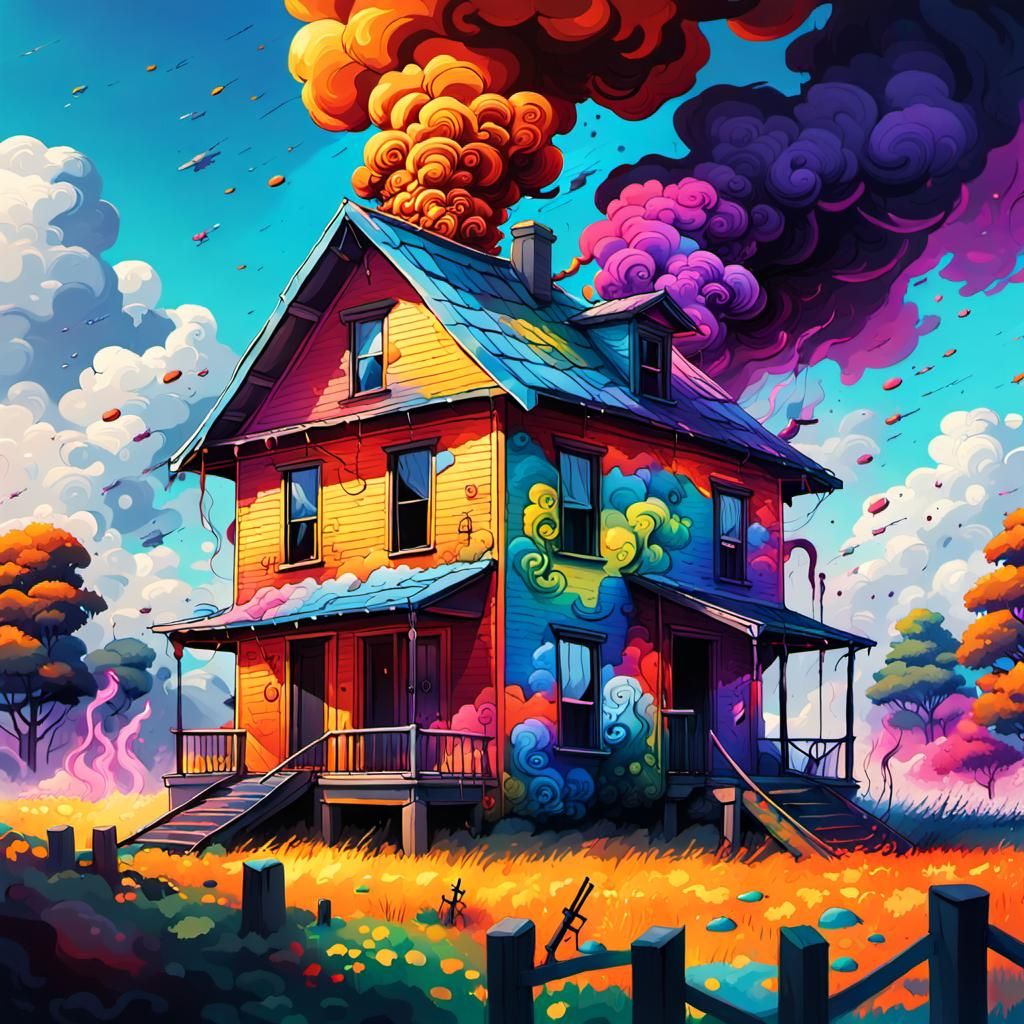 House on Roof in Graffiti Art Soldier Field