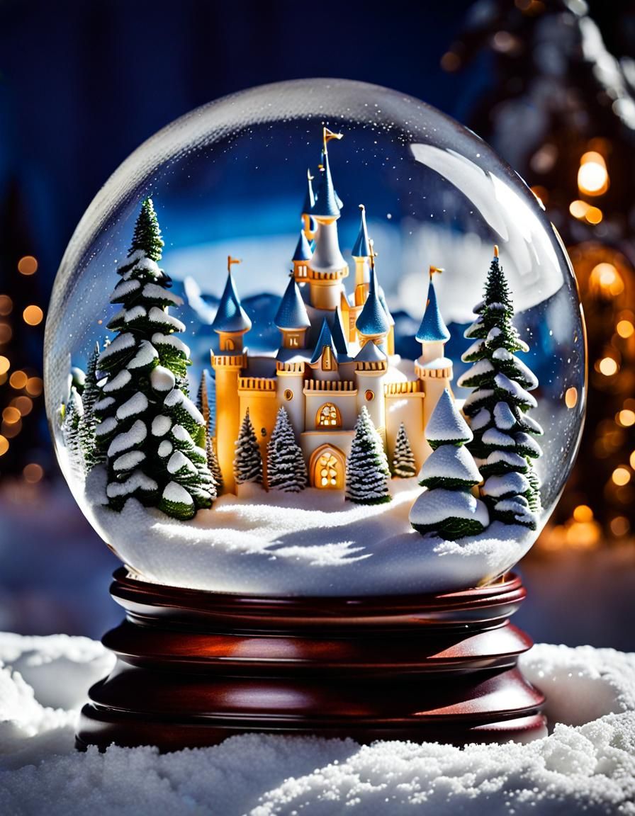 Snow Globe Castle: Enchanting Winter Scene