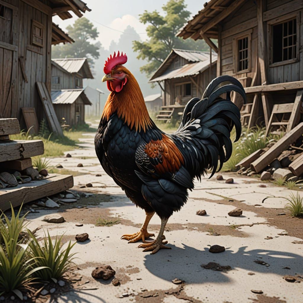Realistic Chicken Scene in Digital Art