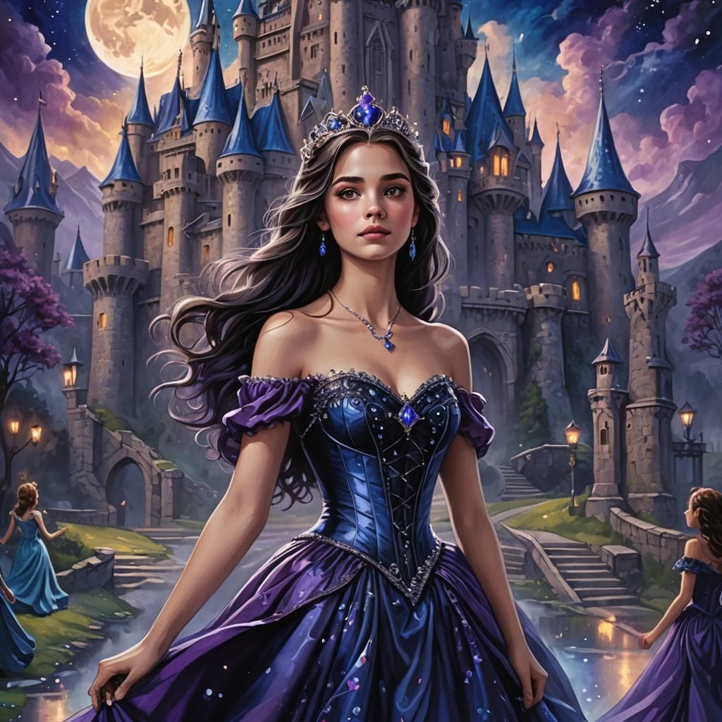 Princess Escaping Haunted Castle in the Night