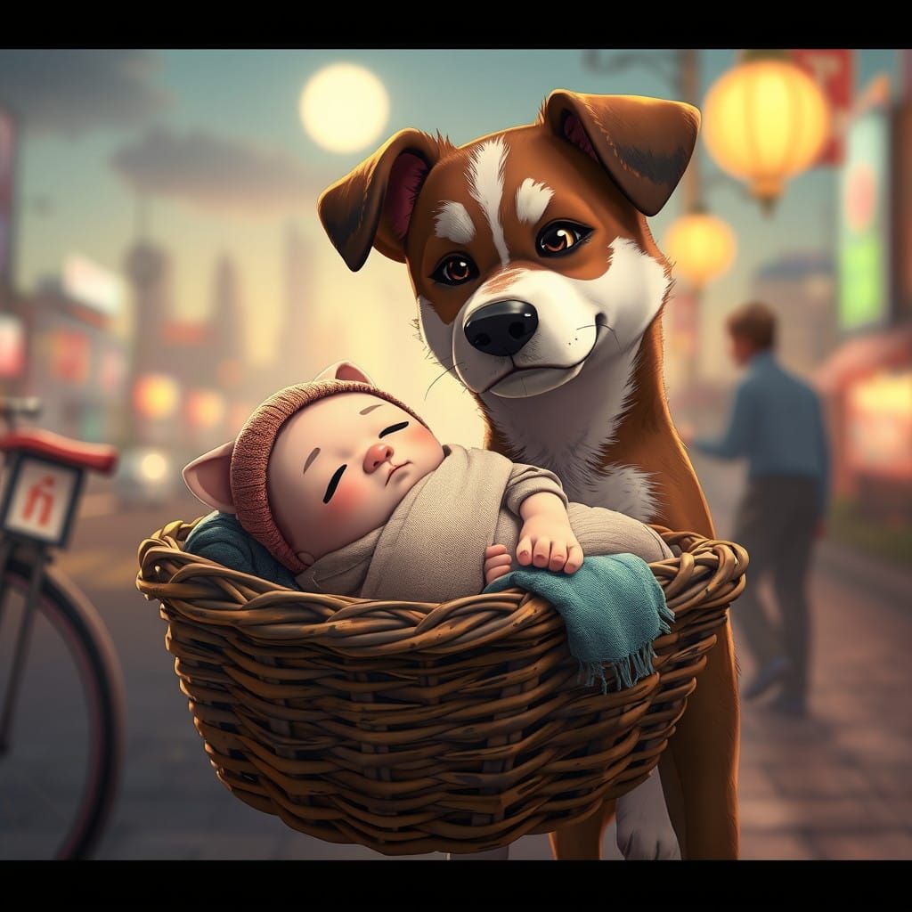 Canine Crime in Moonlit City