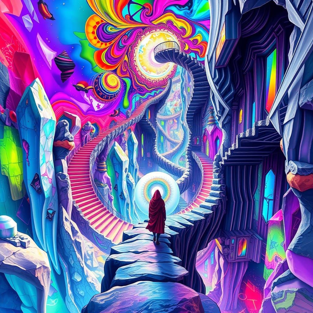 Surreal Dreamscape with Vibrant, Swirling Aura