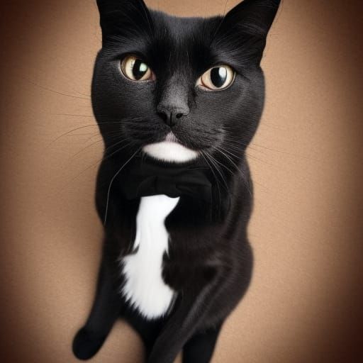 Very cute black and white tuxedo cat with warm brown cat eyes& ethereal purple background that shimmers& glitters& cute ...