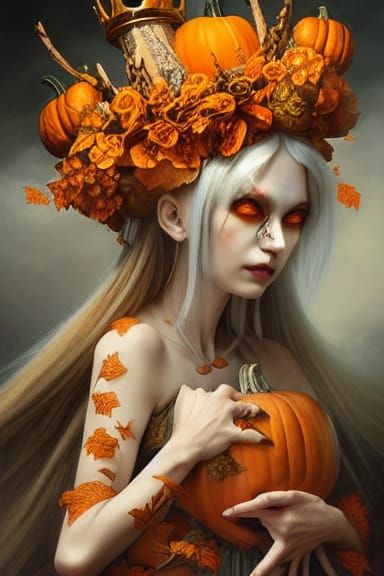 Anime Pumpkin Witch Doll with Elaborate Crown