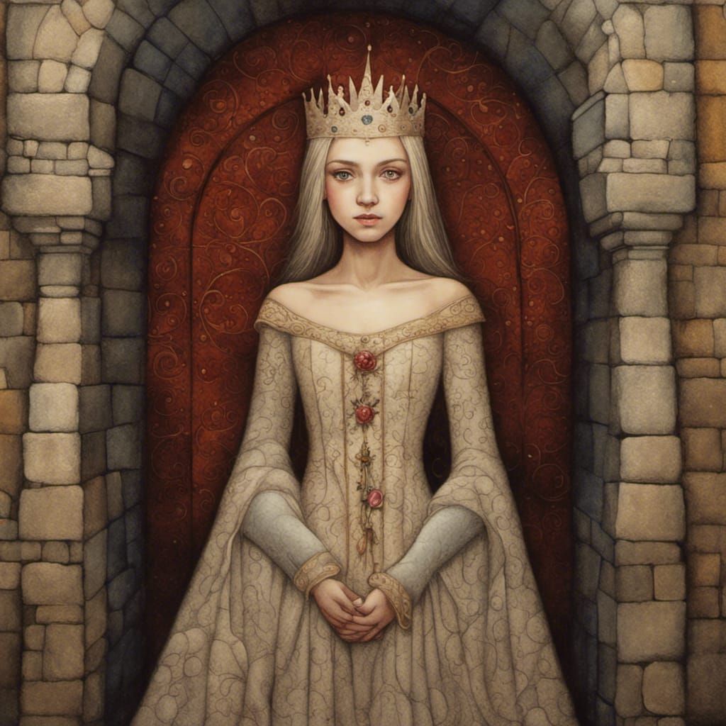 Medieval Princess Portrait in Dark Surrealist Style