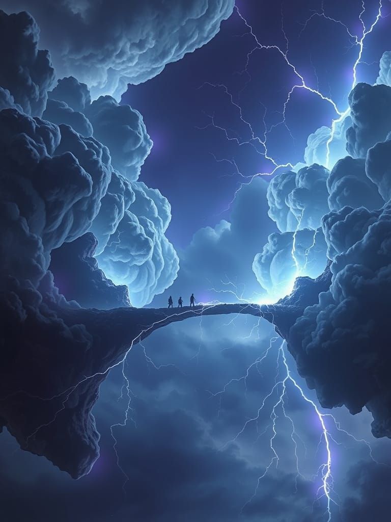 Luminous Lightning Bridge Connects Storm Cloud Civilizations