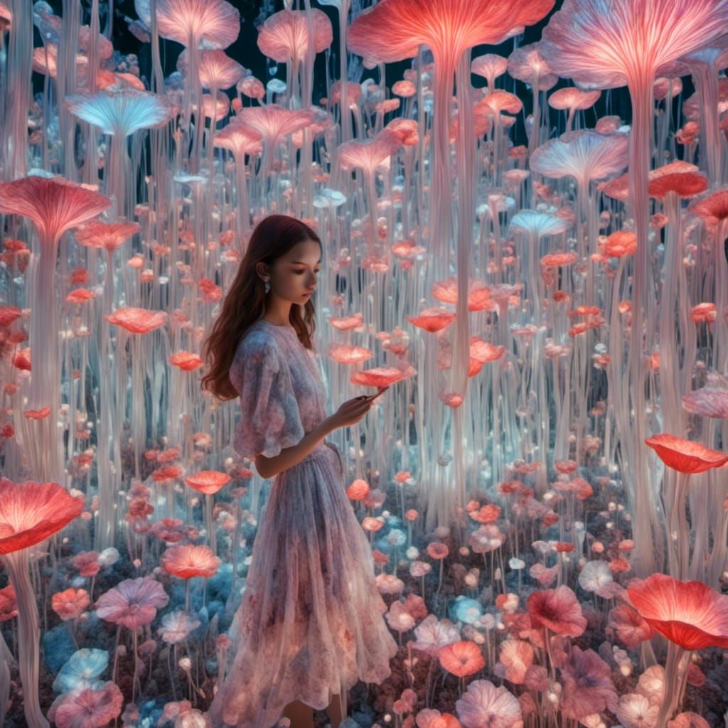 Psychedelic Poppies in Hyperreal Style