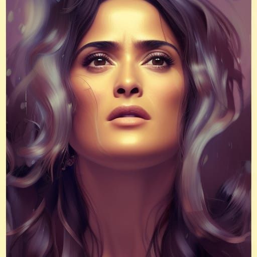 Salma Hayek Portrait in Hyperdetailed Digital Art Style