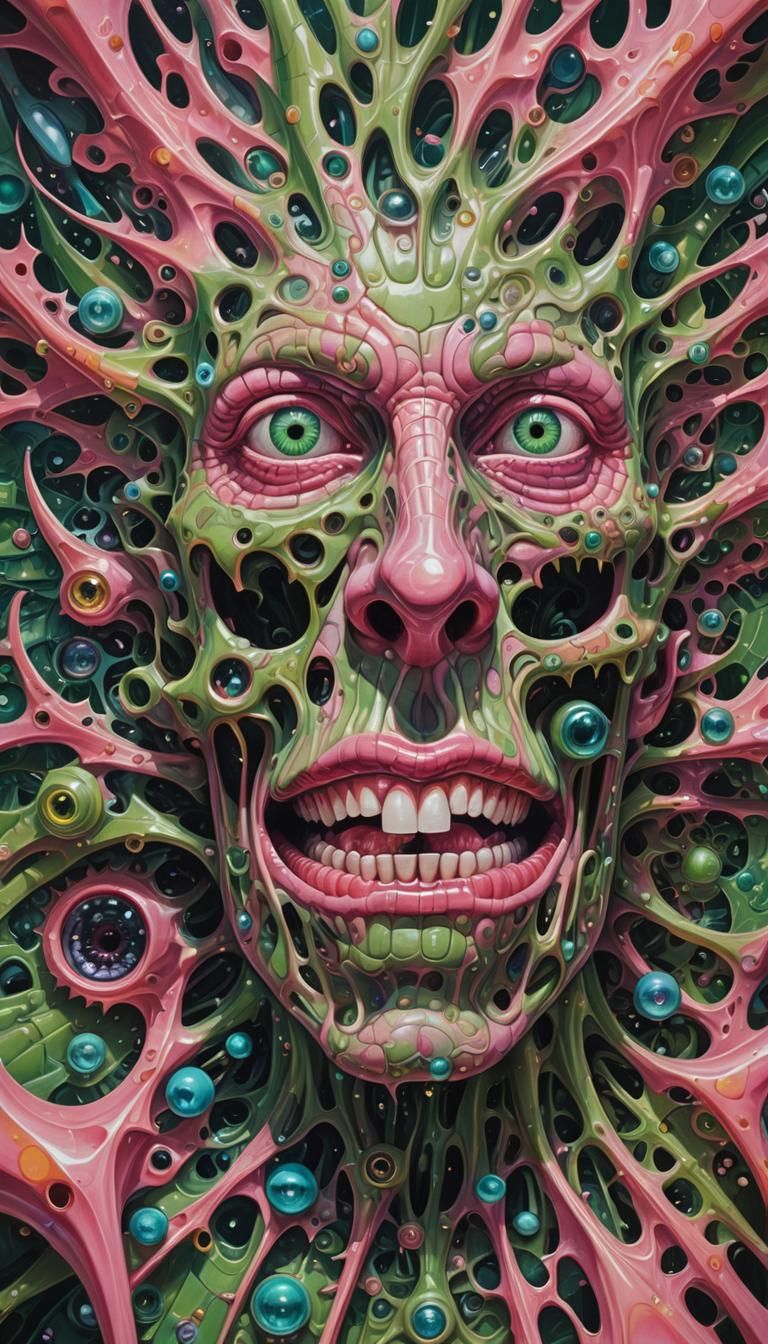 an extremely hyper realistic super textural psychedelic enti...