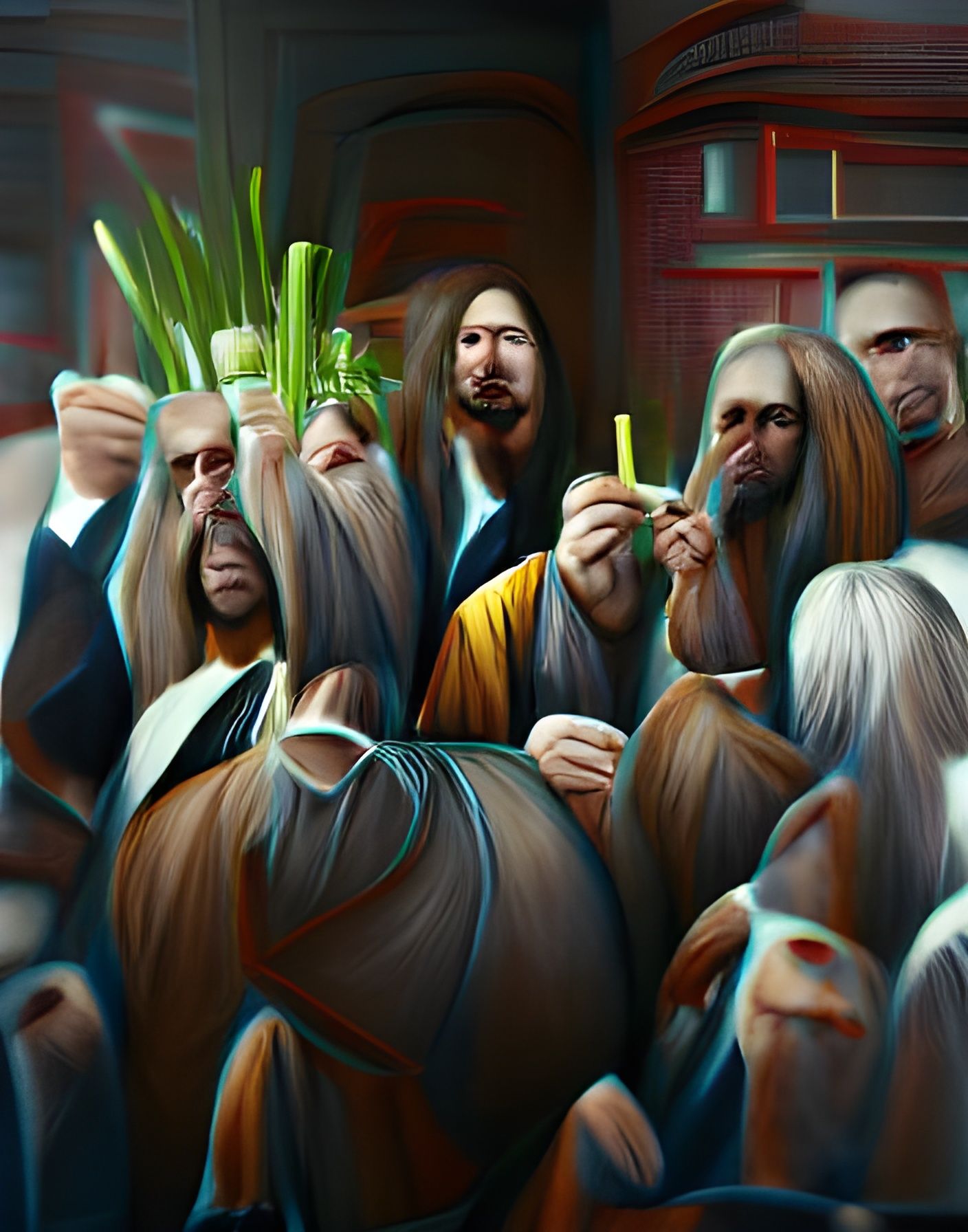 Jesus and Apostles Celebrate Palm Sunday: Hyperrealism