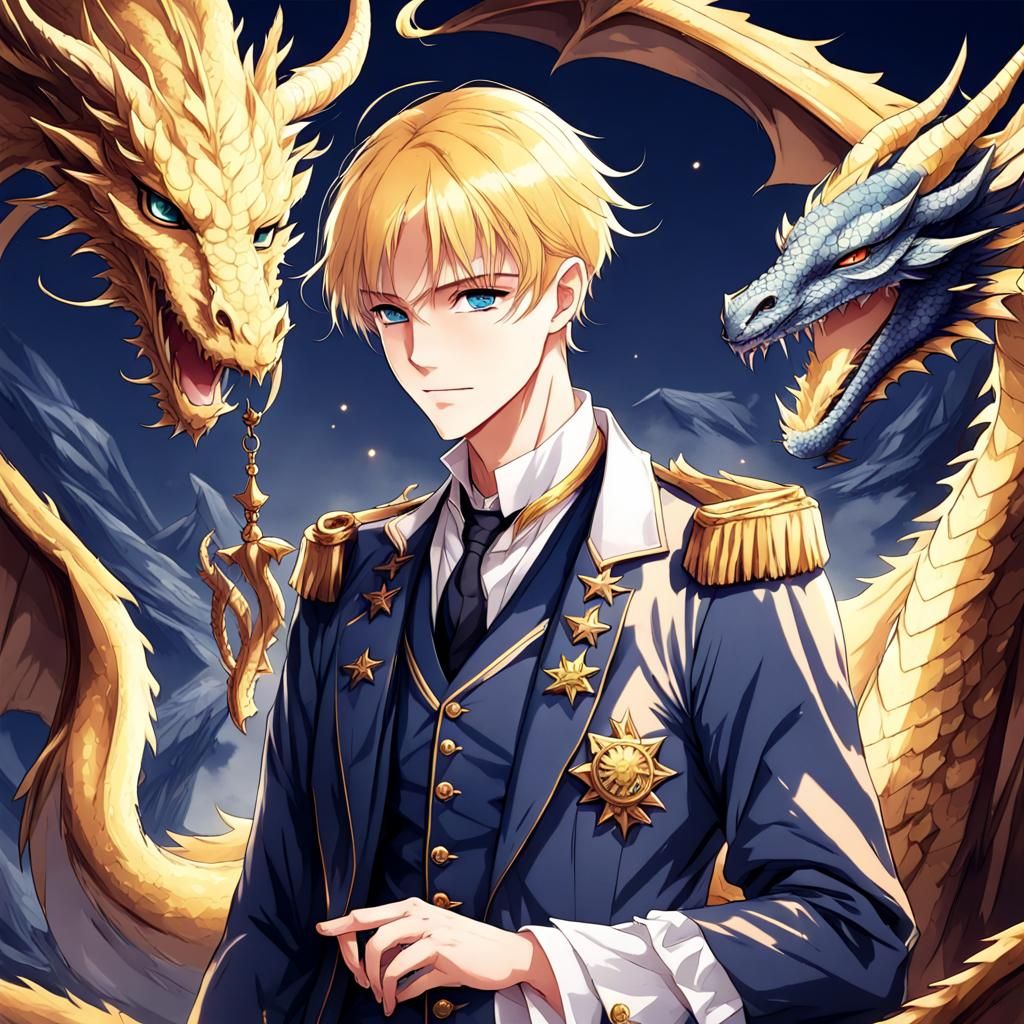Nobleman with Dragon Background in Anime Style