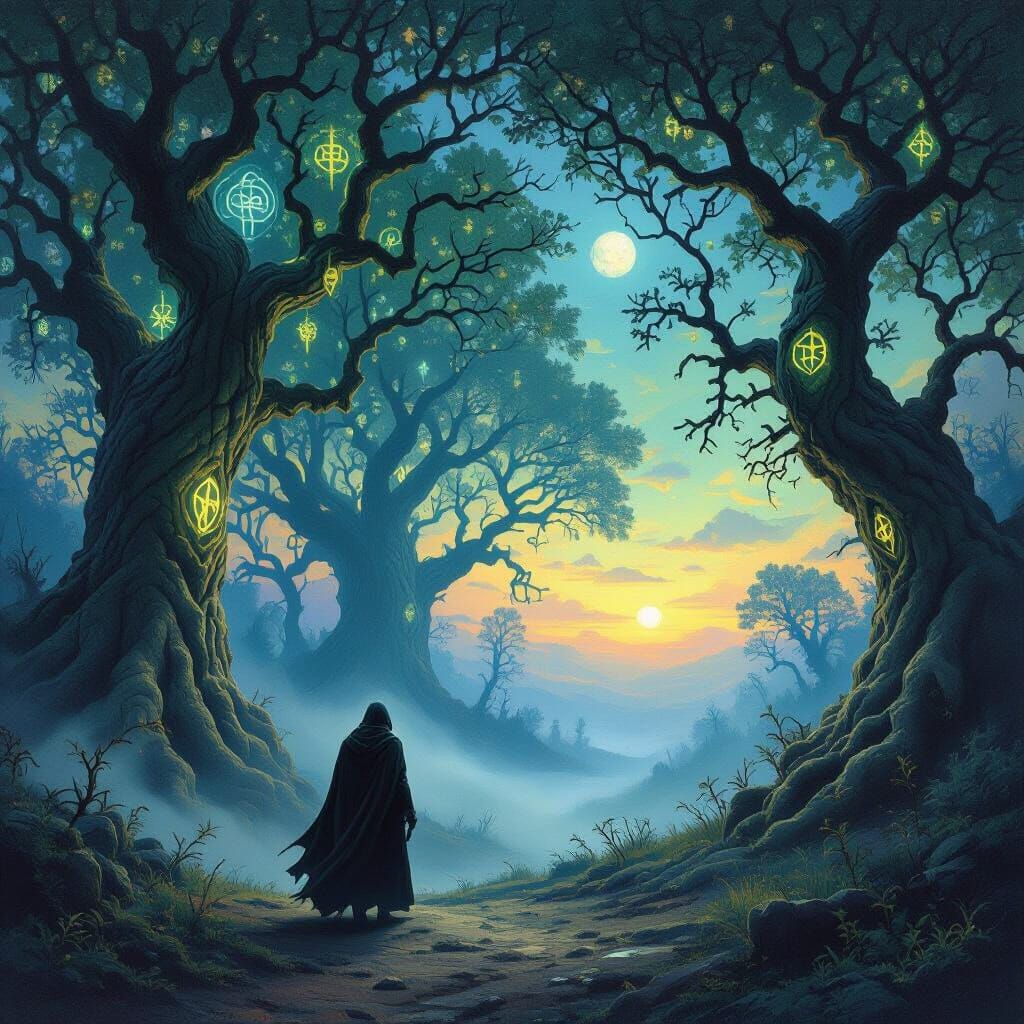 Fantasy Traveler at Enchanted Forest Edge