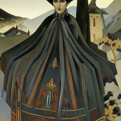 Vampire Lord in Luxurious Coffin, Classic Portraiture